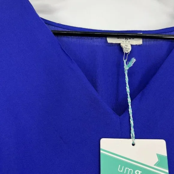 Umgee Dress Blue Ruffle Hi Lo Bell Sleeve V Neck Midi NWT - Picture 5 of 12